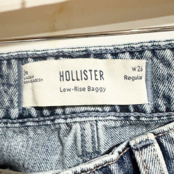 Hollister Low-Rise Baggy Jeans Blue Denim W26 Regular Size Y2K - Picture 3 of 5
